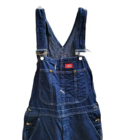 Dickies Dark Blue Denim Bib Carpenter Overalls - Size 32 X 32